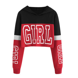Women's Cropped Hoodie – Pink, Red & White