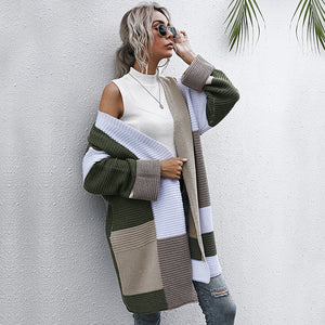 Women’s Long Knitted Cardigan Thick Warm Coat Elegant Casual Autumn Winter Jacket