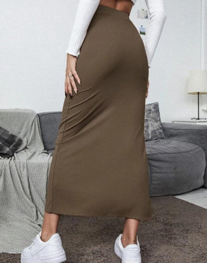 Women's High-Waisted Simple Midi Skirt