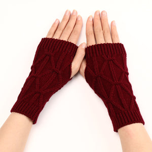 Women's Knitted Wool Gloves with Long Sleeves