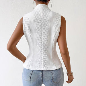 Women’s Sleeveless Blazer Vest Button Front Slim Fit Office Elegant Vest Top
