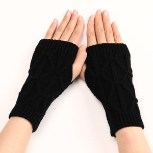 Women's Knitted Wool Gloves with Long Sleeves