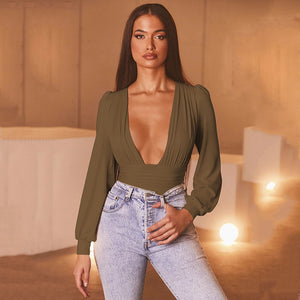 Women's Sexy Long Sleeve V-Neck Jumpsuit