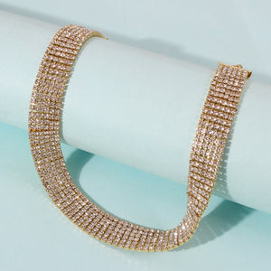 Trendy Rhinestone Necklace for Women – Shiny Alloy Chain Jewelry