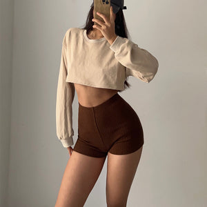 Women's High-Waisted Knit Pants – Black, Brown, Gray & White