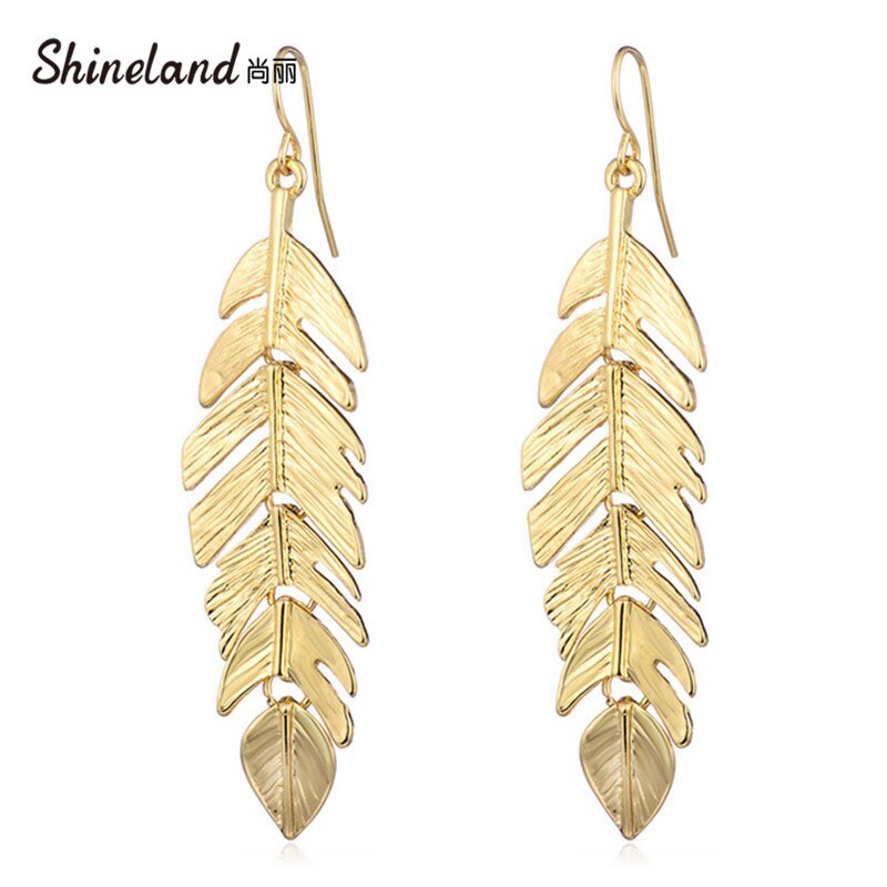 Tassel Leaf Long Earrings for Women – European & American Fashion Geometric Gold Dangle Earrings