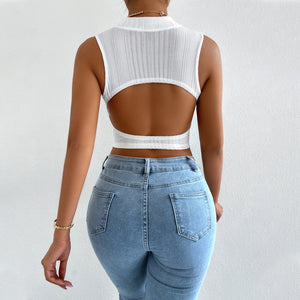Women's Stretch Cropped Top – White