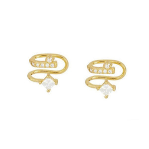 S925 Sterling Silver Geometric Clip Earrings – Premium Diamond Inlay Earrings for Women