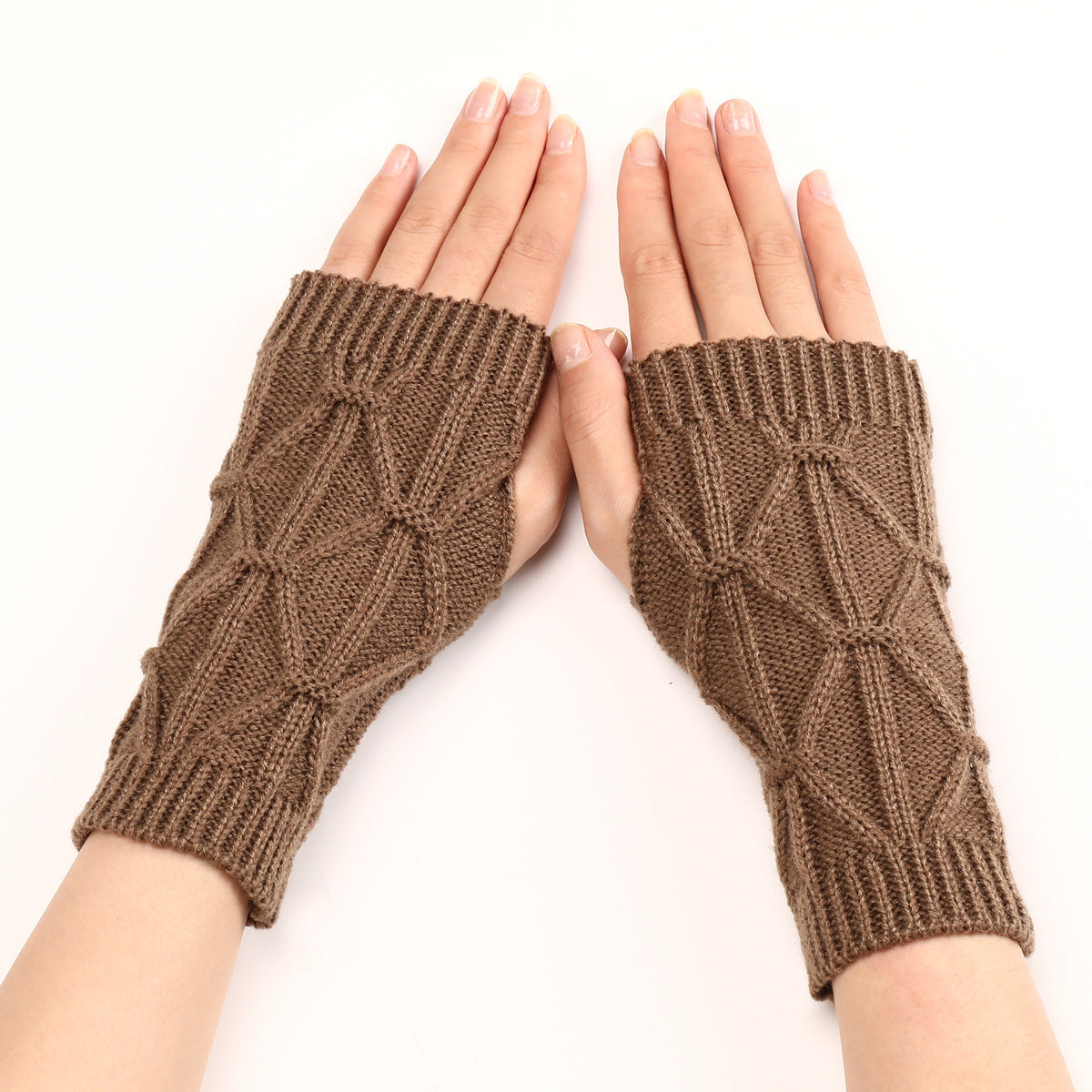 Women's Knitted Wool Gloves with Long Sleeves