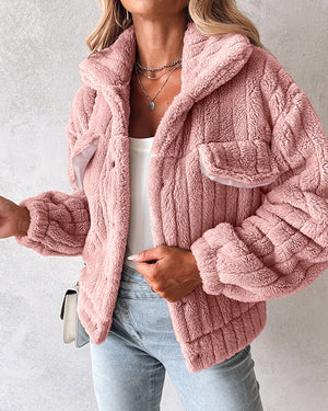 Women’s Velvet Cardigan Coat Lapel Short Jacket Soft Stripe Texture Casual Elegant Blazer