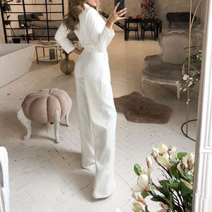 Women’s Spring Slim Fit Jumpsuit Solid Color Elegant Long Sleeve Bodysuit
