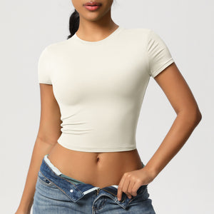Women’s Quick-Dry Tight Workout Top Short Sleeve Athletic Fitness Pullover Activewear