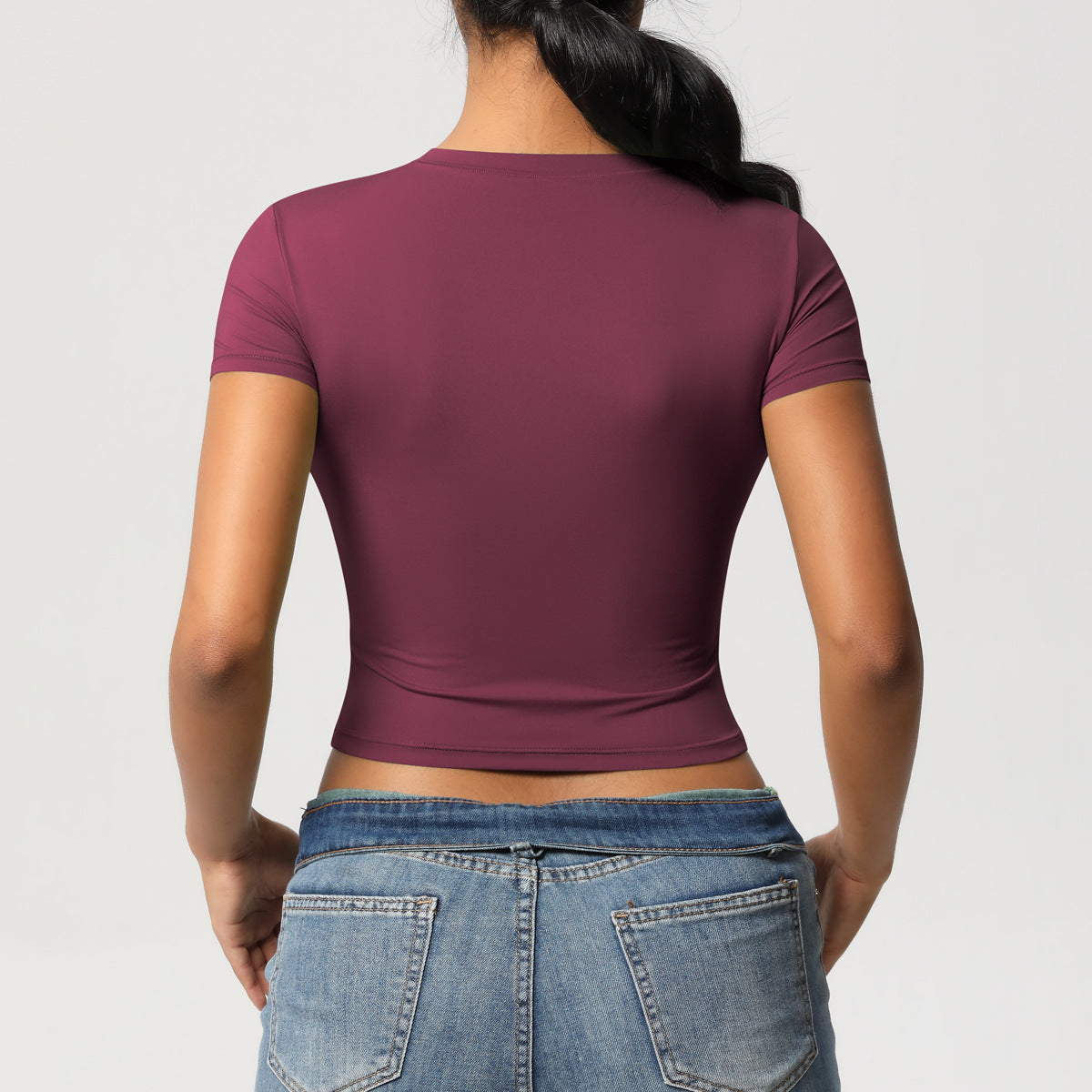 Women’s Quick-Dry Tight Workout Top Short Sleeve Athletic Fitness Pullover Activewear