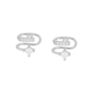 S925 Sterling Silver Geometric Clip Earrings – Premium Diamond Inlay Earrings for Women