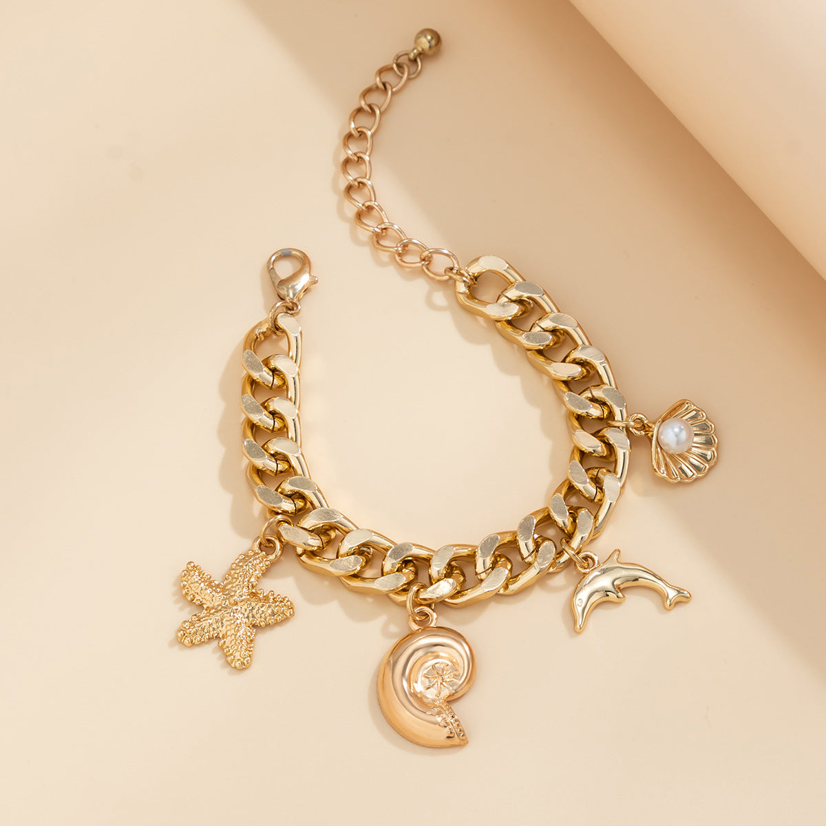 Boho Shell Pendant Necklace & Bracelet – Conch Dolphin Starfish Chain Jewelry for Women