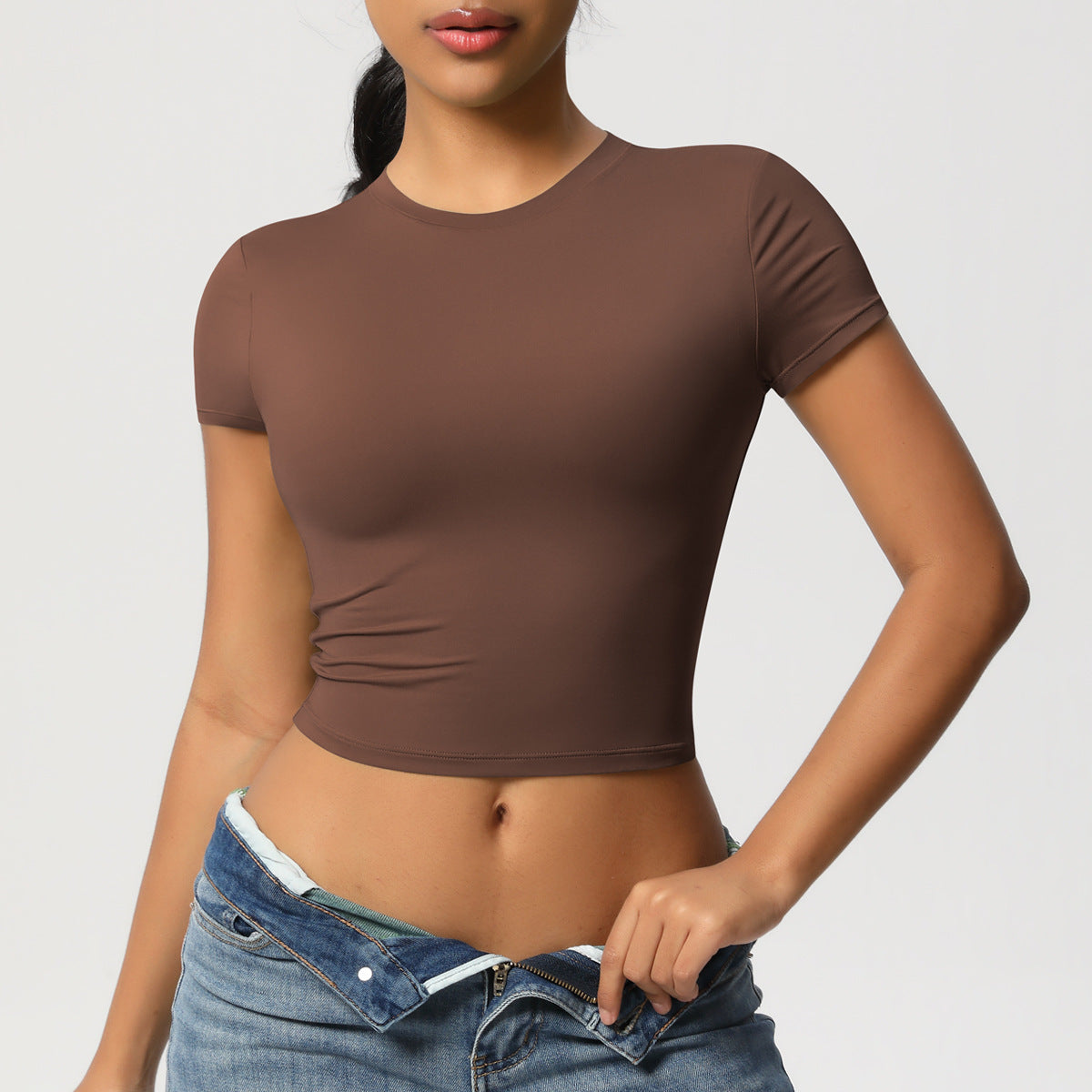Women’s Quick-Dry Tight Workout Top Short Sleeve Athletic Fitness Pullover Activewear