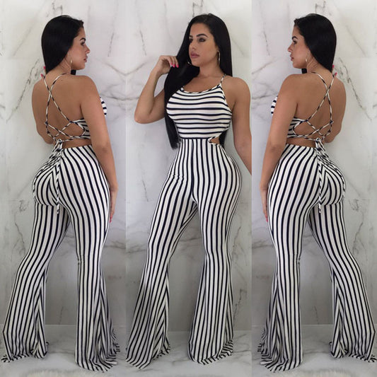 Women's Striped Slim Fit Jumpsuit
