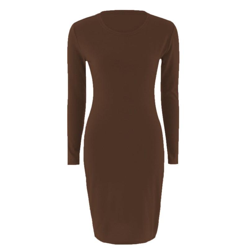 Women's Long Sleeve Dress – Black, Brown, Green & Grey