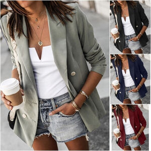 Women’s Button-Down Casual Blazer Slim Fit Office Jacket Elegant Long Sleeve Blazer