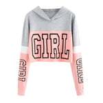 Women's Cropped Hoodie – Pink, Red & White
