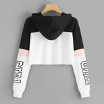Women's Cropped Hoodie – Pink, Red & White