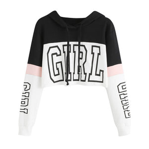 Women's Cropped Hoodie – Pink, Red & White