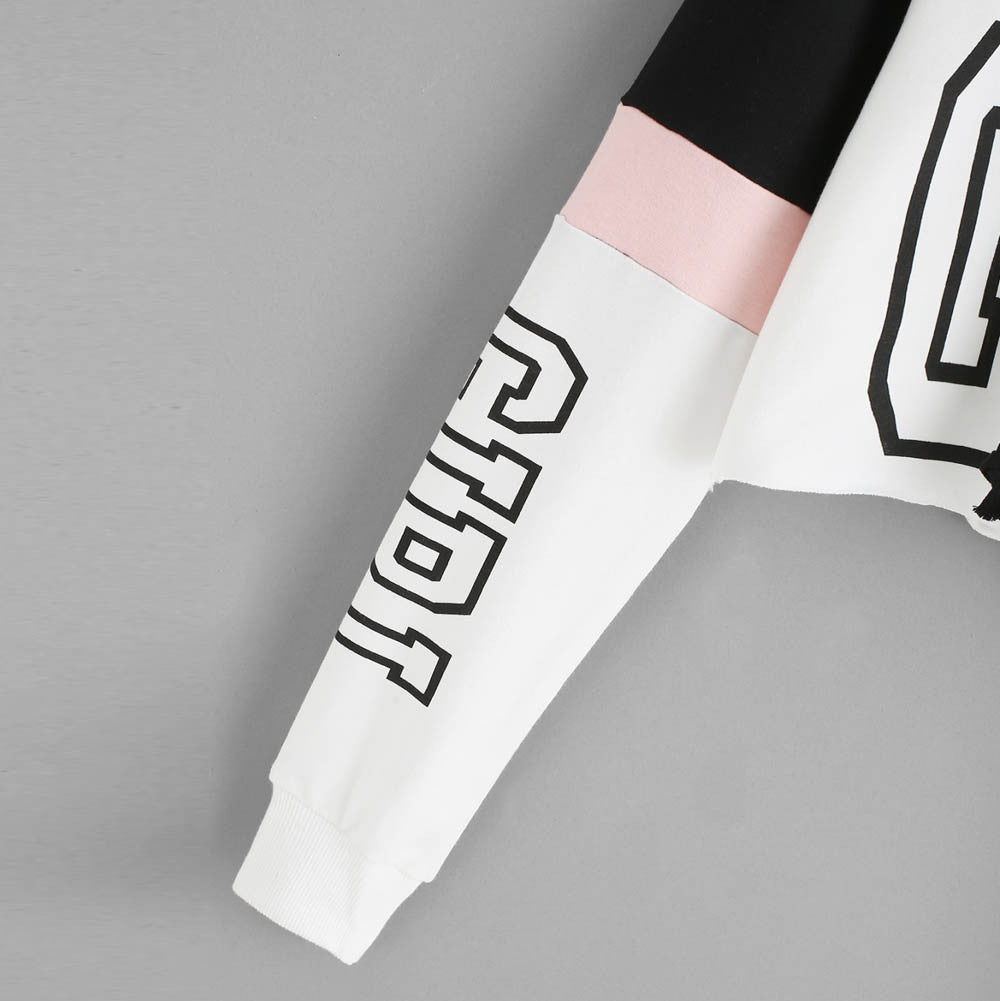 Women's Cropped Hoodie – Pink, Red & White