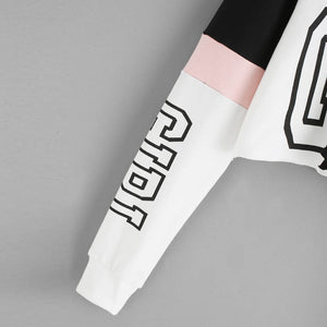 Women's Cropped Hoodie – Pink, Red & White