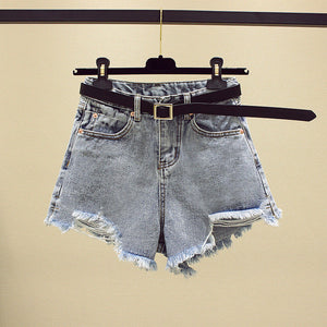Women’s High Waist Distressed Denim Shorts Wide Leg Ripped Summer Jean Shorts