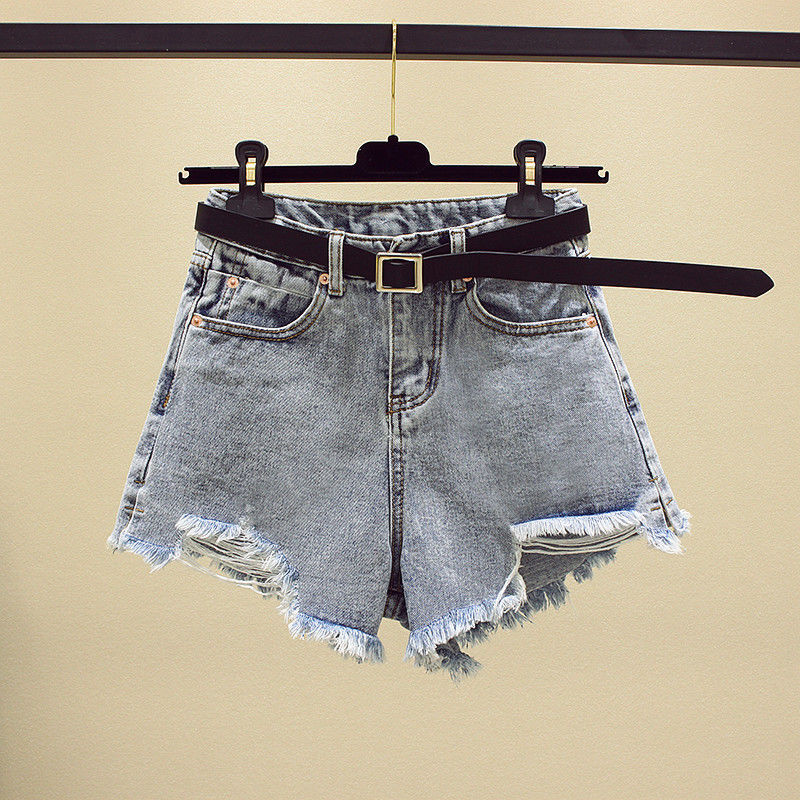 Women’s High Waist Distressed Denim Shorts Wide Leg Ripped Summer Jean Shorts