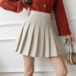 Women’s Brown Pleated Mini Skirt High Waist Elegant Office Casual Skirt