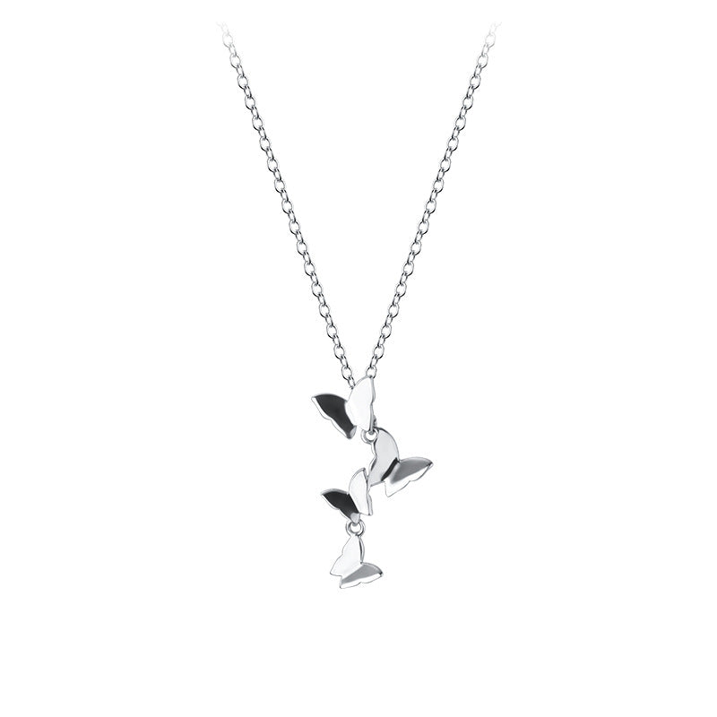S925 Sterling Silver Butterfly Necklace – Korean Style Forest Animal Pendant Jewelry for Women
