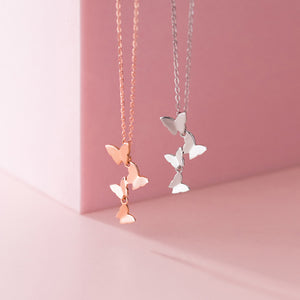 S925 Sterling Silver Butterfly Necklace – Korean Style Forest Animal Pendant Jewelry for Women
