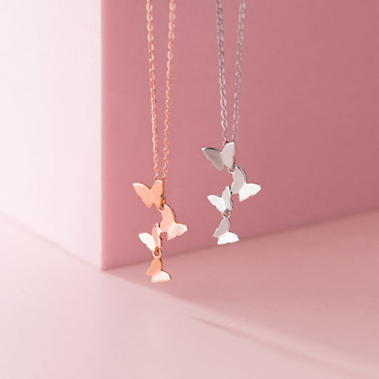 S925 Sterling Silver Butterfly Necklace – Korean Style Forest Animal Pendant Jewelry for Women