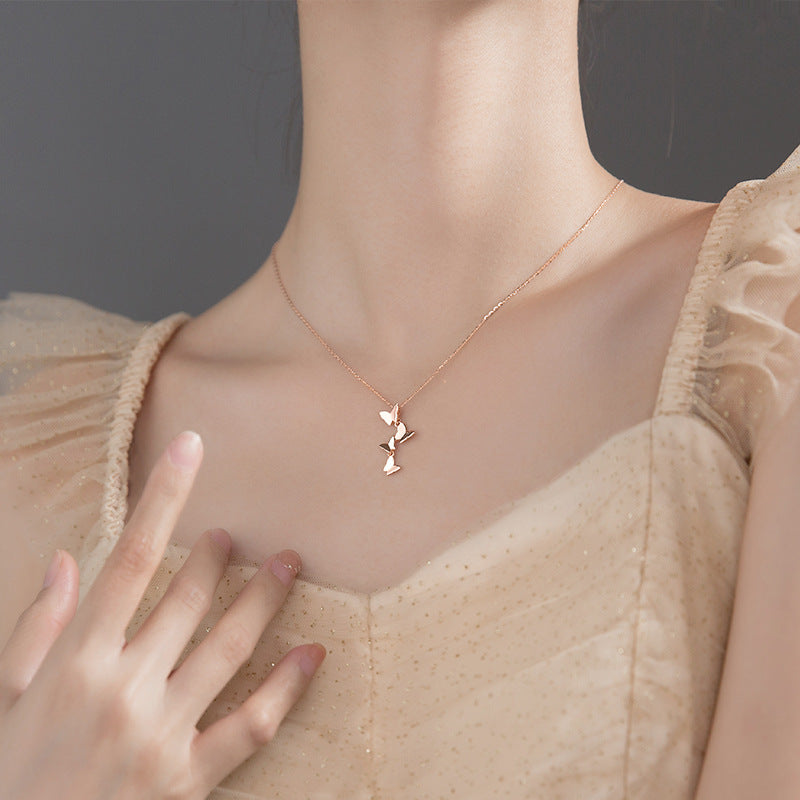 S925 Sterling Silver Butterfly Necklace – Korean Style Forest Animal Pendant Jewelry for Women