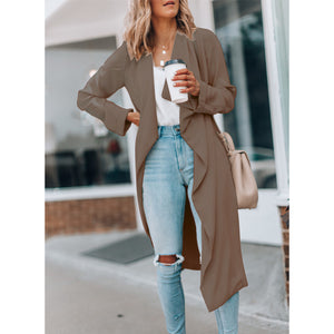 Women's Solid Color Medium-Length Trench Coat