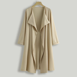 Women's Solid Color Medium-Length Trench Coat
