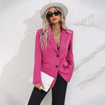 Women’s Polo Collar Blazer Slim Fit Elegant Long Sleeve Office Casual Jacket