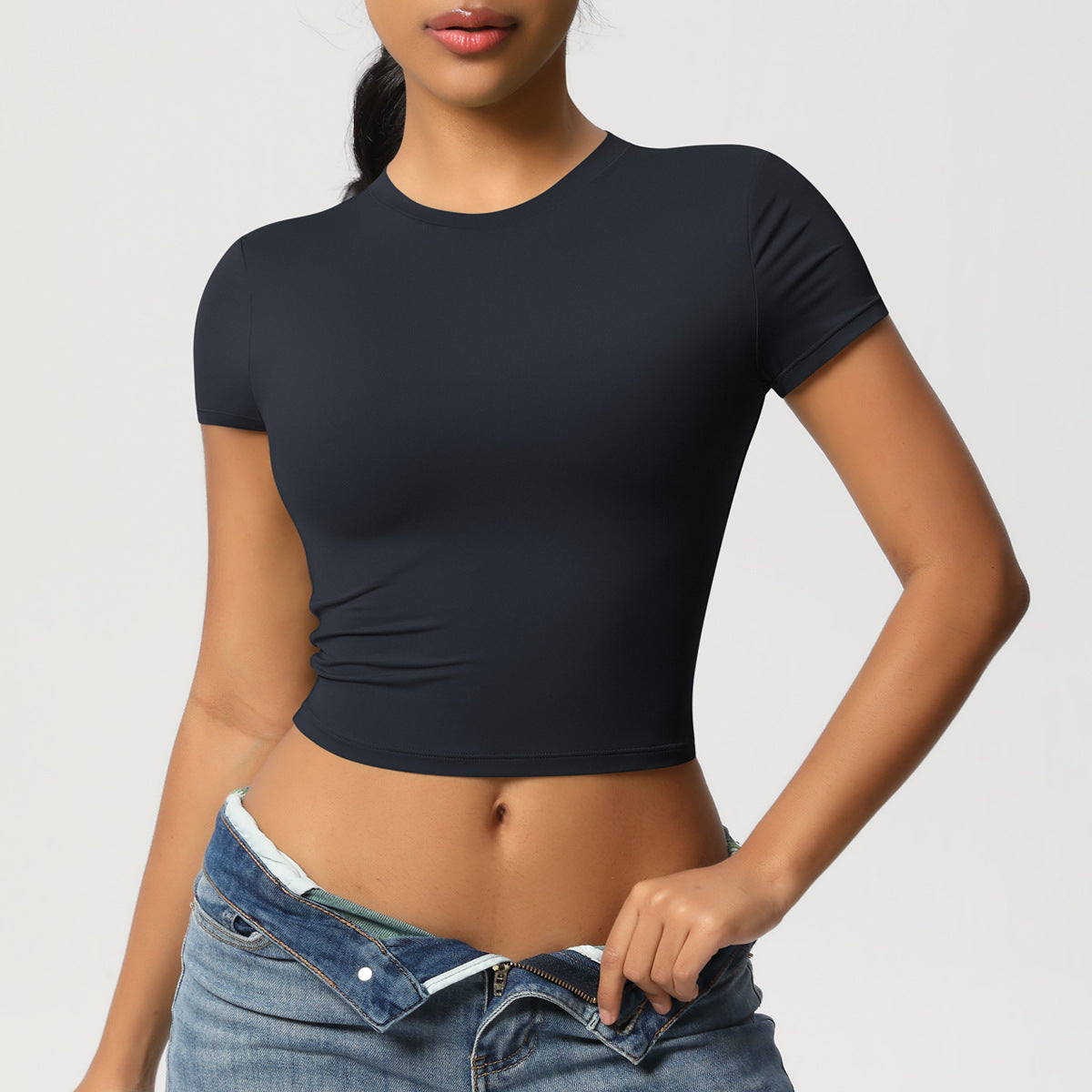 Women’s Quick-Dry Tight Workout Top Short Sleeve Athletic Fitness Pullover Activewear