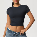 Women’s Quick-Dry Tight Workout Top Short Sleeve Athletic Fitness Pullover Activewear