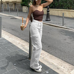 Women’s Straight Leg Jeans High Waist Casual Autumn Denim Pants with Pockets