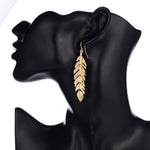 Tassel Leaf Long Earrings for Women – European & American Fashion Geometric Gold Dangle Earrings