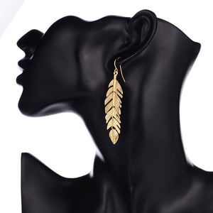 Tassel Leaf Long Earrings for Women – European & American Fashion Geometric Gold Dangle Earrings