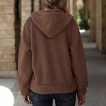 Women’s Hooded Plush Jacket Zip Up Oversized Winter Coat Warm Fleece Casual Jacket