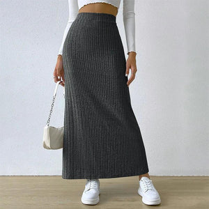 Women's High-Waisted Elastic Skirt with Slit