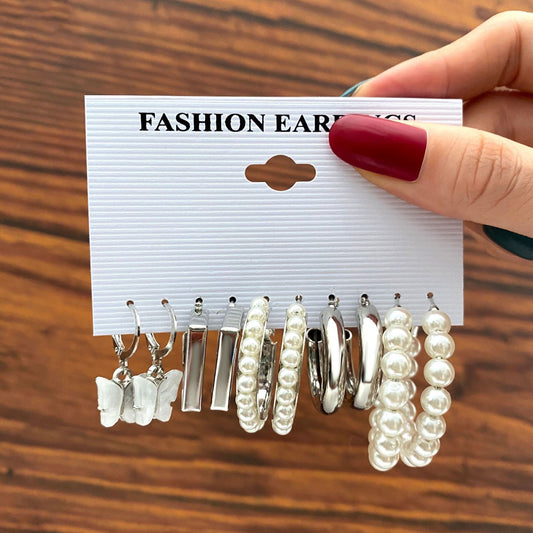 Pearl Hoop Butterfly Earrings – Acrylic Butterfly Gold Hoop Earrings for Women