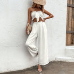 Women’s Ruffled Two Piece Set Sleeveless Crop Top and Long Skirt Outfit