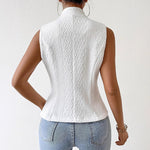 Women’s Sleeveless Blazer Vest Button Front Slim Fit Office Elegant Vest Top