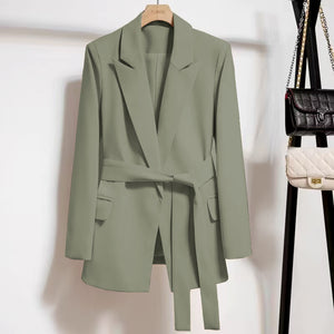 Women’s Lace-Up Blazer Slim Fit Elegant Office Jacket Stylish Long Sleeve Blazer