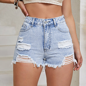 Women’s Distressed Denim Shorts High Waist Ripped Summer Casual Jean Shorts